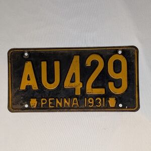 1931 Penna Pennsylvania License Plate Collectible AU429 Vintage Antique Rare